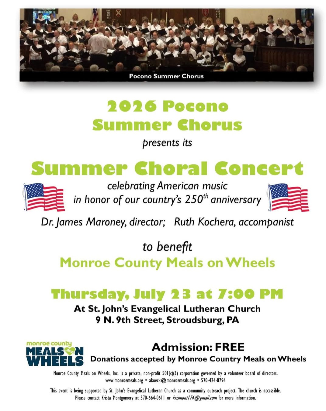 Pocono Summer Chorus — Summer Choral Concert